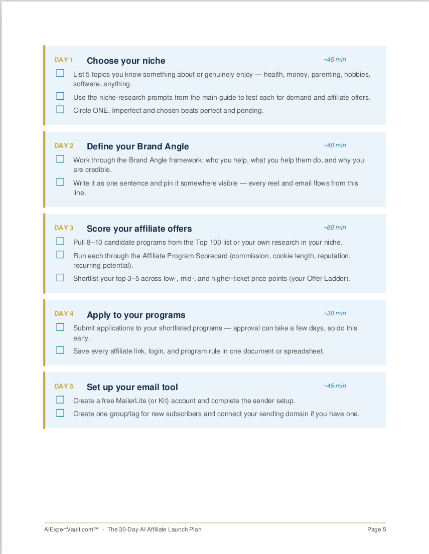 Sample page — The 30-Day AI Affiliate Launch Plan