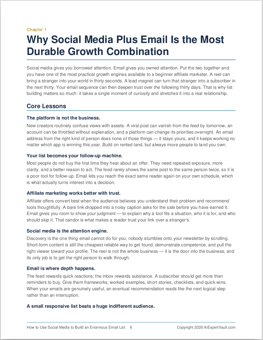 Sample page — How to Use Social Media to Build an Enormous Email List